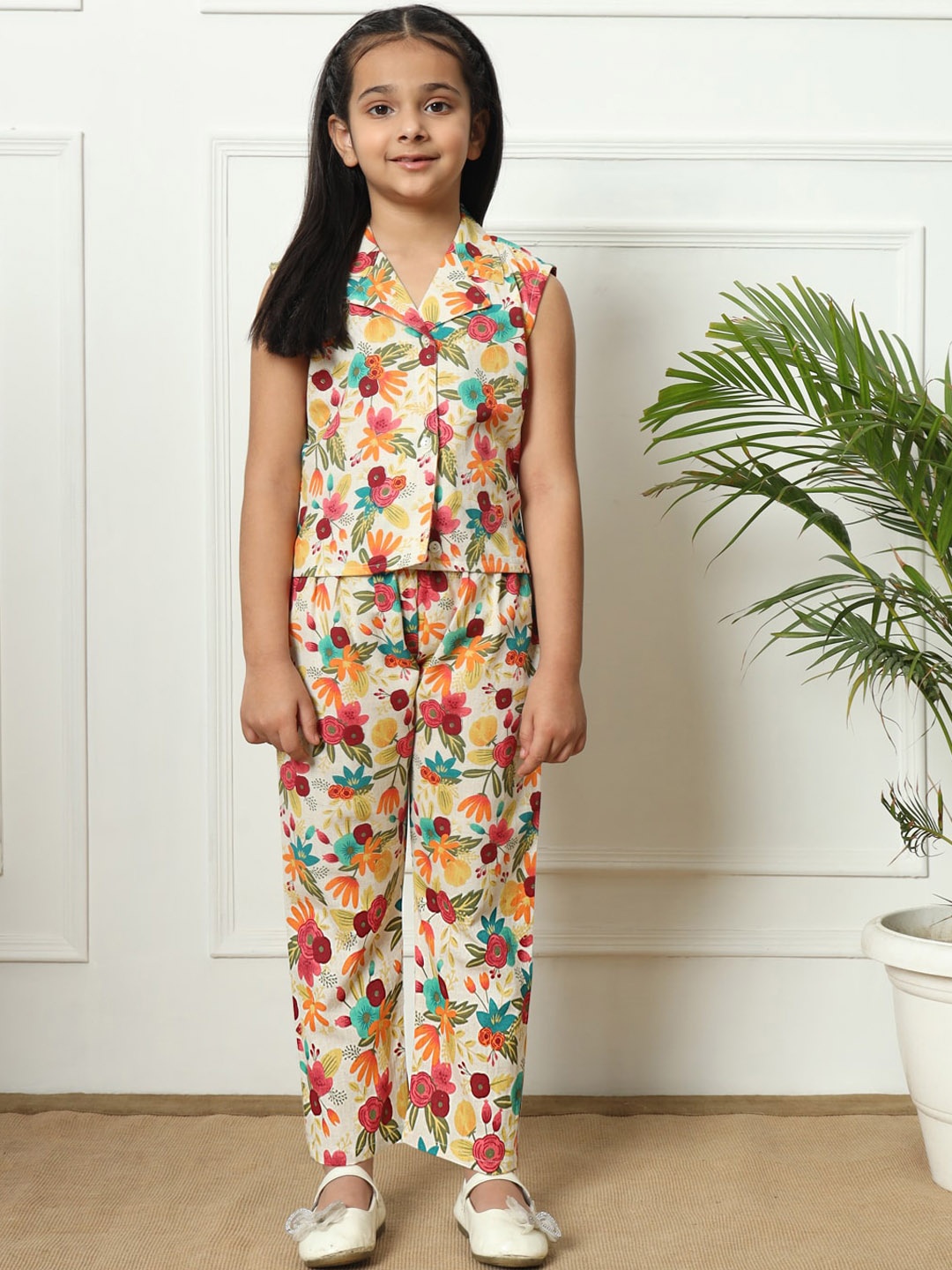 

Readiprint Printed Cotton Shirt With Trousers Clothing Set, White