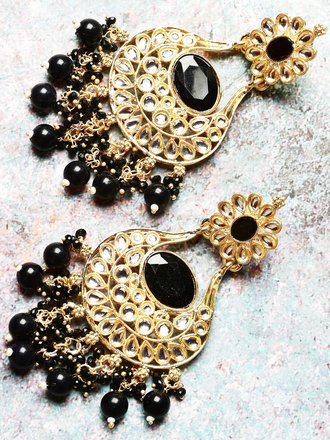 

GRLIE Lightweight Kundan Chandbalis, Gold