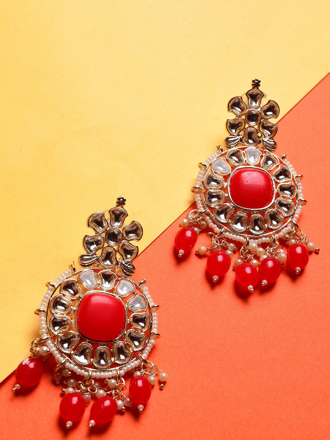 

GRLIE Lightweight Kundan Chandbalis, Gold