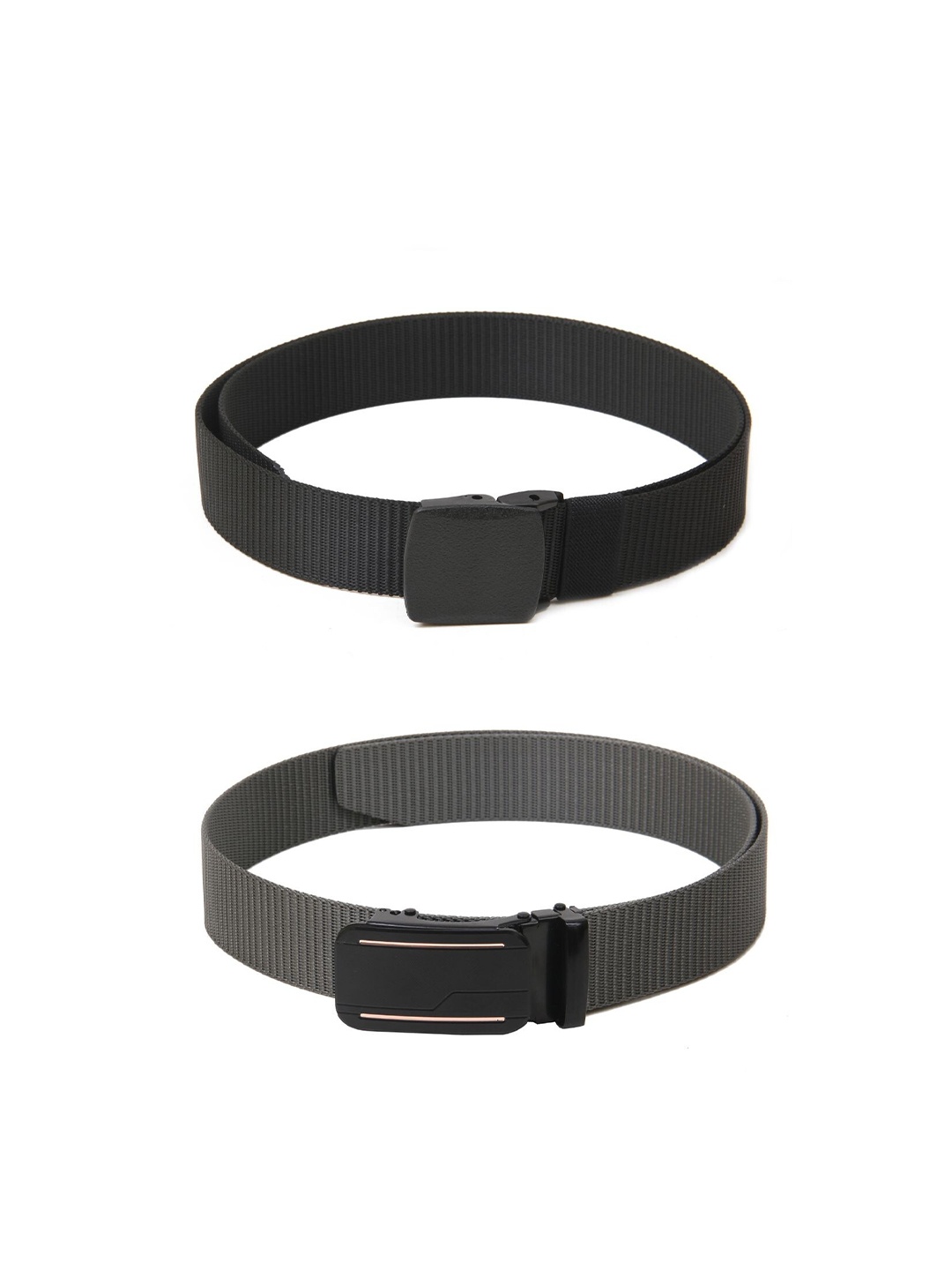 

Calvadoss Girls Set Of 2 Textured Canvas Belts, Black