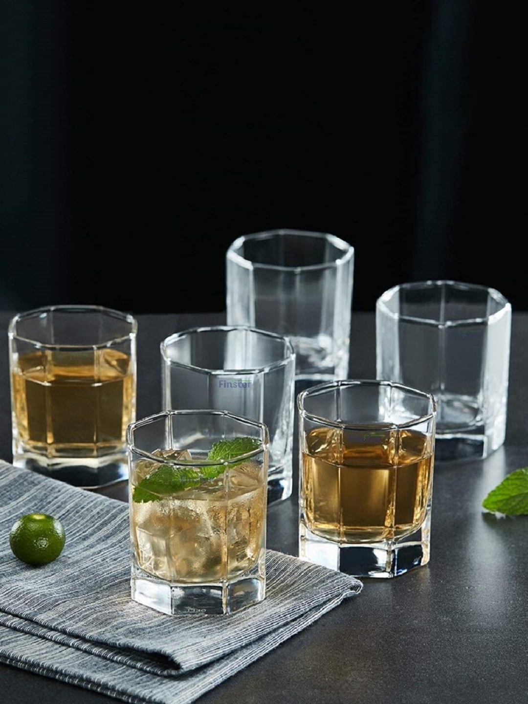 

PASSARO Transparent 6 Pieces Octagonal Whiskey Glasses 300ml Each