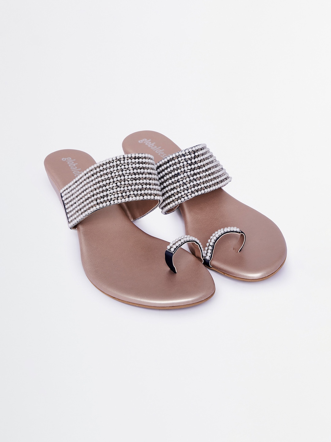 

Global Desi Embellished One Toe Wedge Heels, Off white