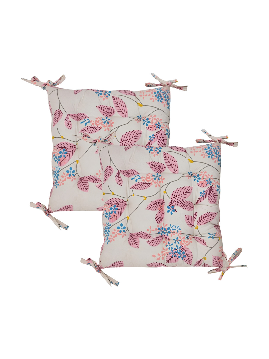 

RRC 2-Pcs Pink & White Floral Printed Chair Pads