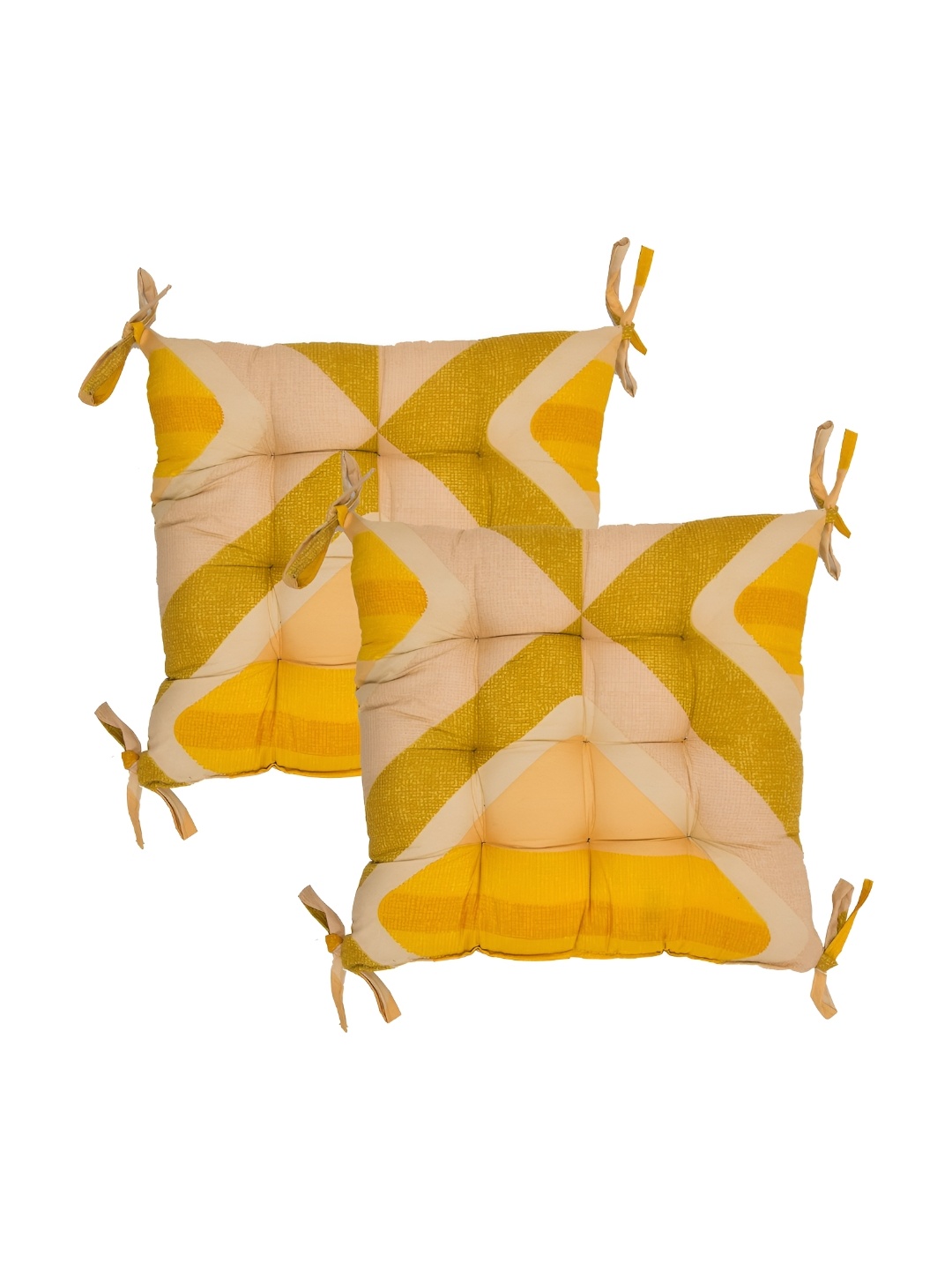 

RRC 2-Pcs Yellow Geomatric Printed Chair Pads