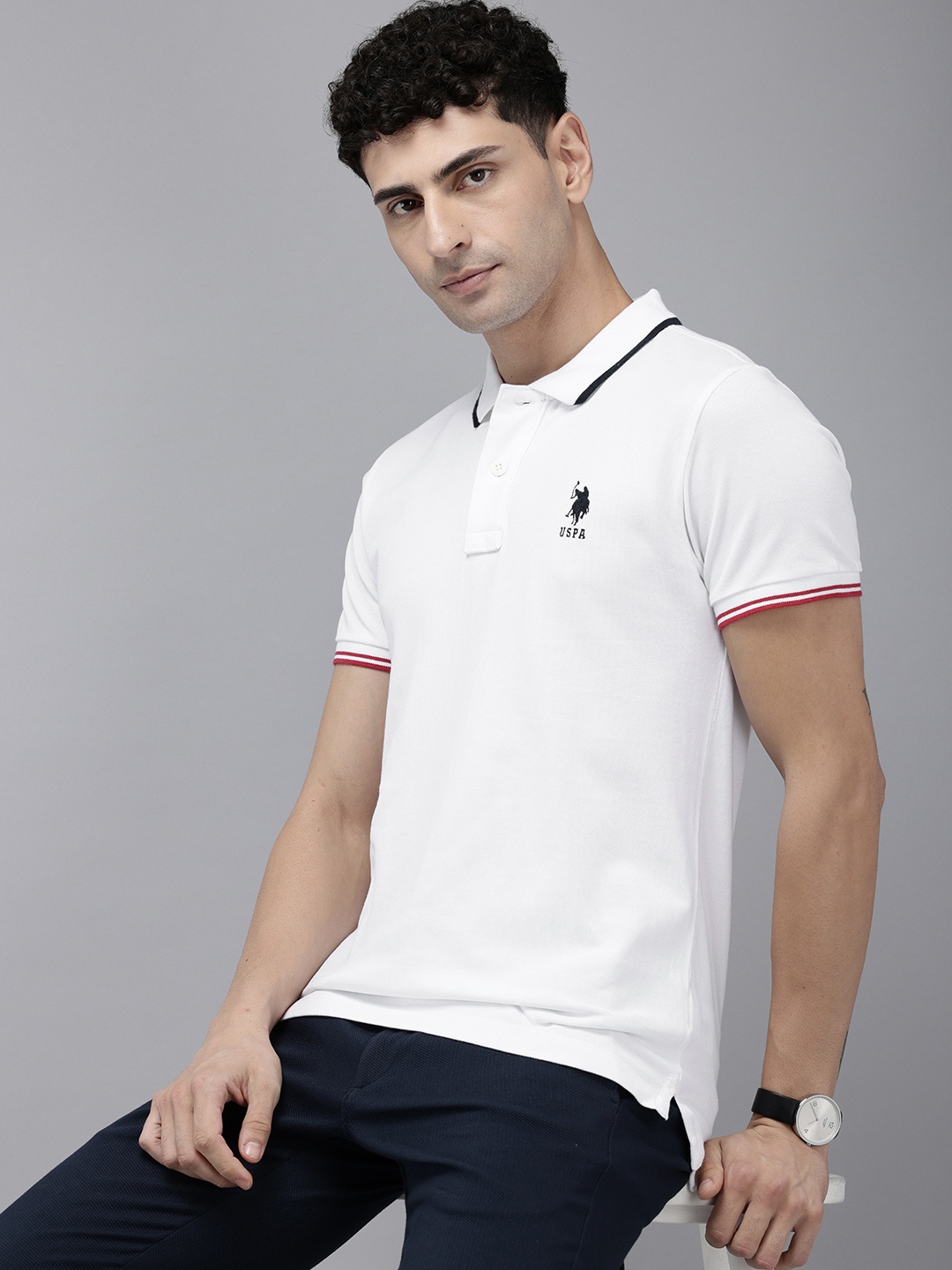 

U.S. Polo Assn. Polo Collar Pure Cotton Slim Fit T-shirt, White