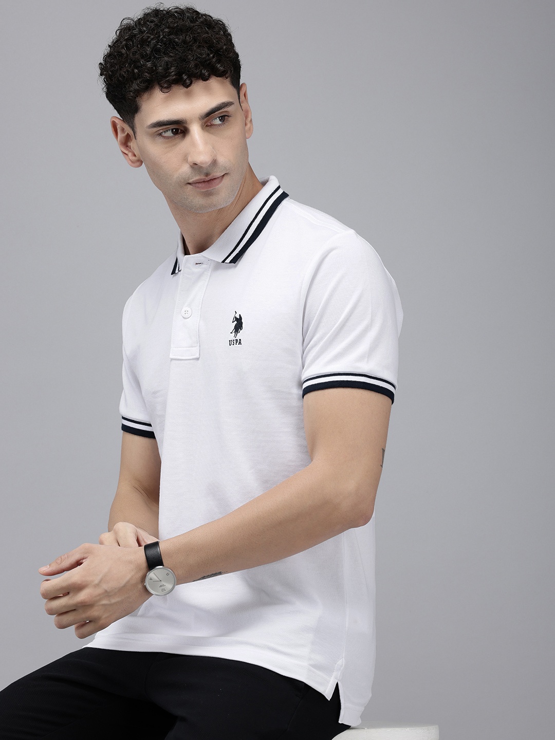 

U.S. Polo Assn. Polo Collar Pure Cotton Slim Fit T-shirt, White