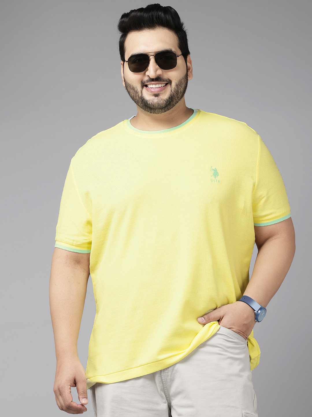 

U.S. Polo Assn. Plus Size Polo Collar Pure Cotton T-shirt, Yellow