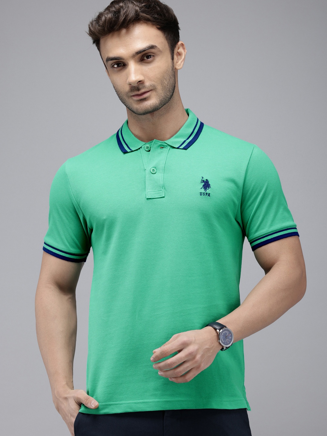 

U.S. Polo Assn. Polo Collar Pure Cotton Slim Fit T-shirt, Green