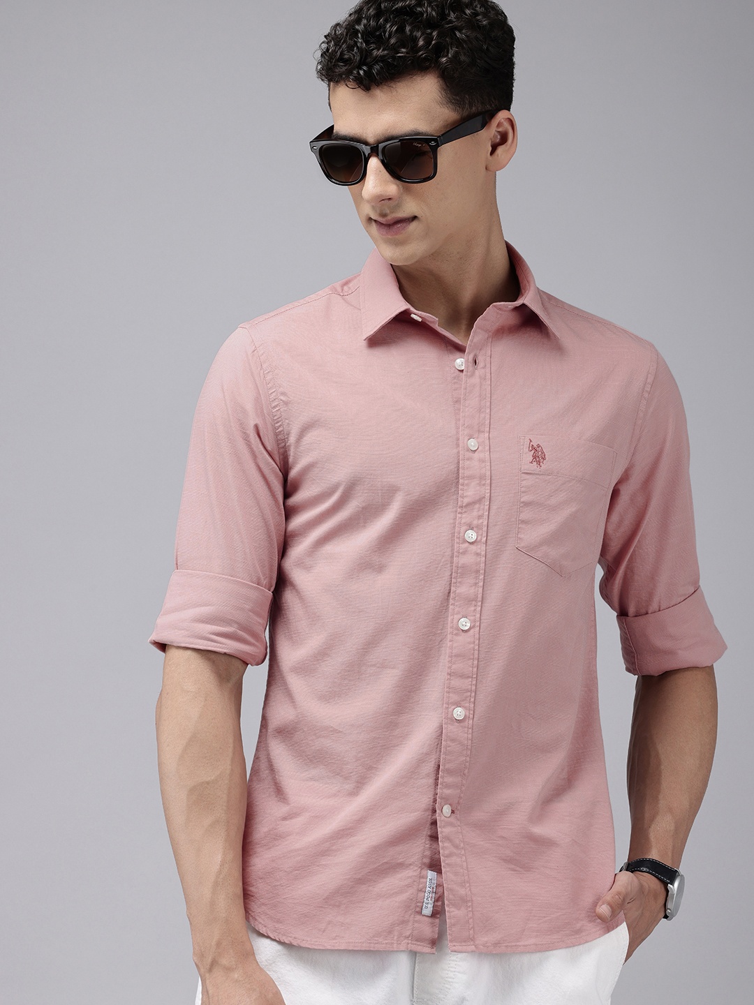 

U.S. Polo Assn. Tailored Fit Opaque Pure Cotton Casual Shirt, Mauve