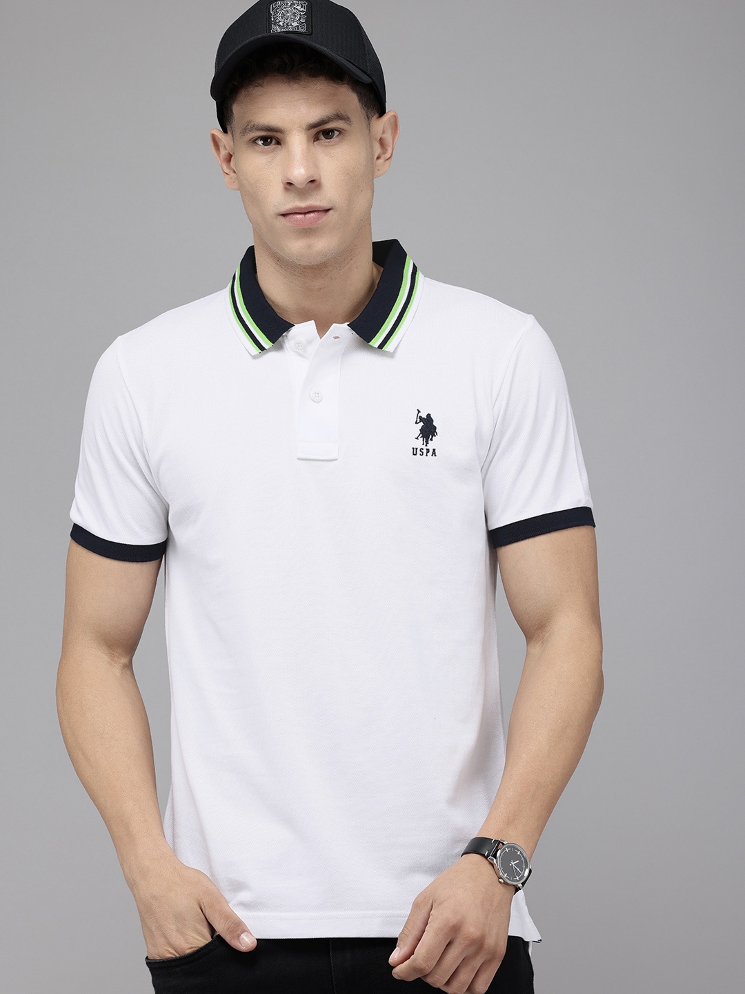 

U.S. Polo Assn. Polo Collar Pure Cotton Slim Fit T-shirt, White