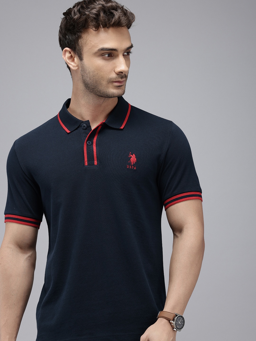 

U.S. Polo Assn. Polo Collar Pure Cotton Slim Fit T-shirt, Navy blue