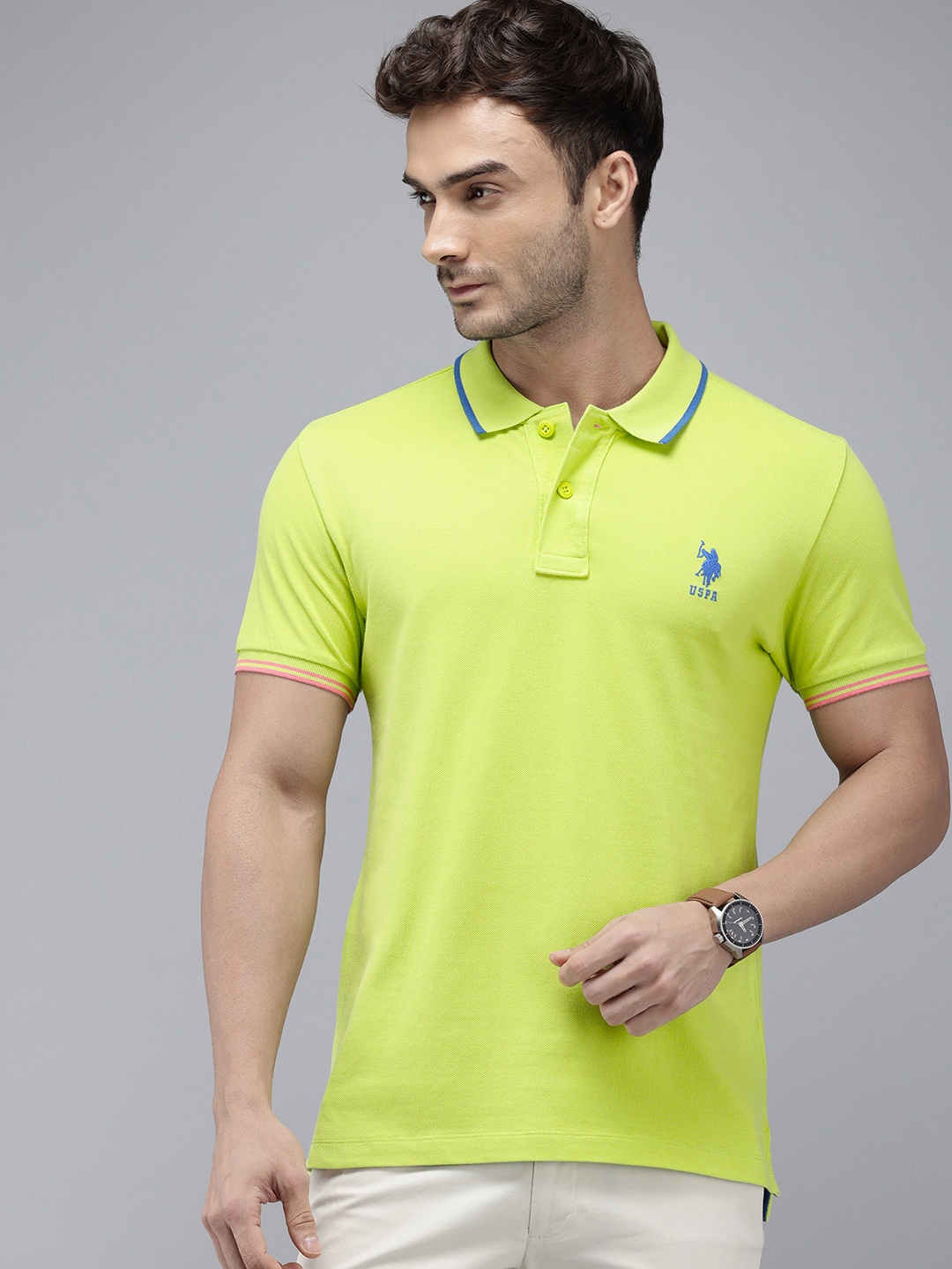 

U.S. Polo Assn. Polo Collar Pure Cotton Slim Fit T-shirt, Green