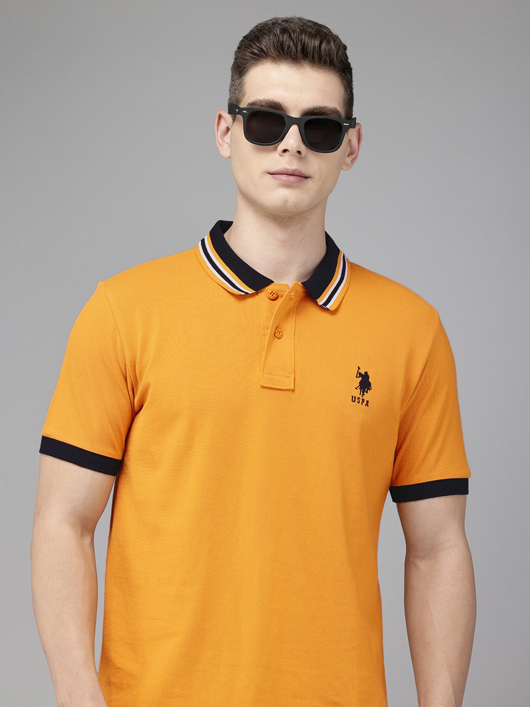 

U.S. Polo Assn. Pure Cotton Slim Fit Polo Collar T-shirt, Mustard