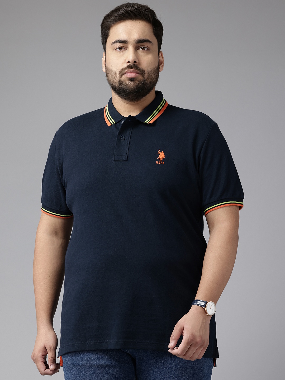 

U.S. Polo Assn. Plus Size Pure Cotton Slim Fit T-shirt, Navy blue