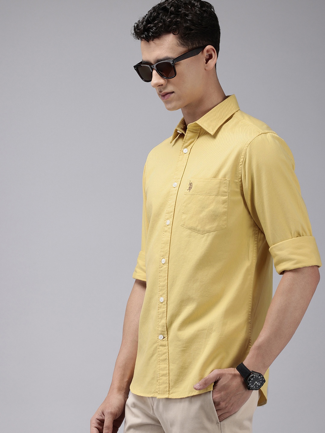 

U.S. Polo Assn. Pure Cotton Tailored Fit Casual Shirt, Yellow