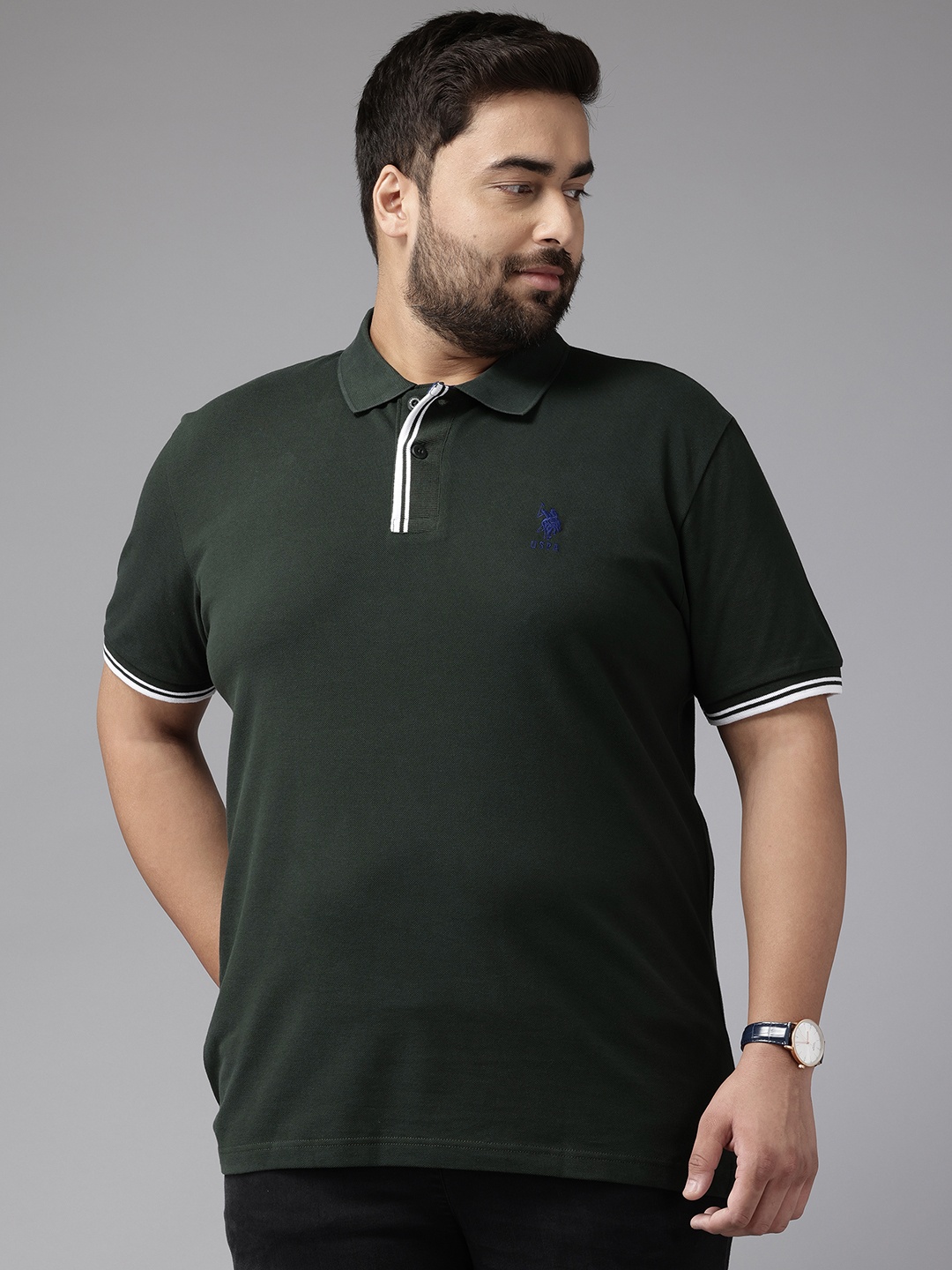 

U.S. Polo Assn. Plus Size Pure Cotton Slim Fit T-shirt, Olive