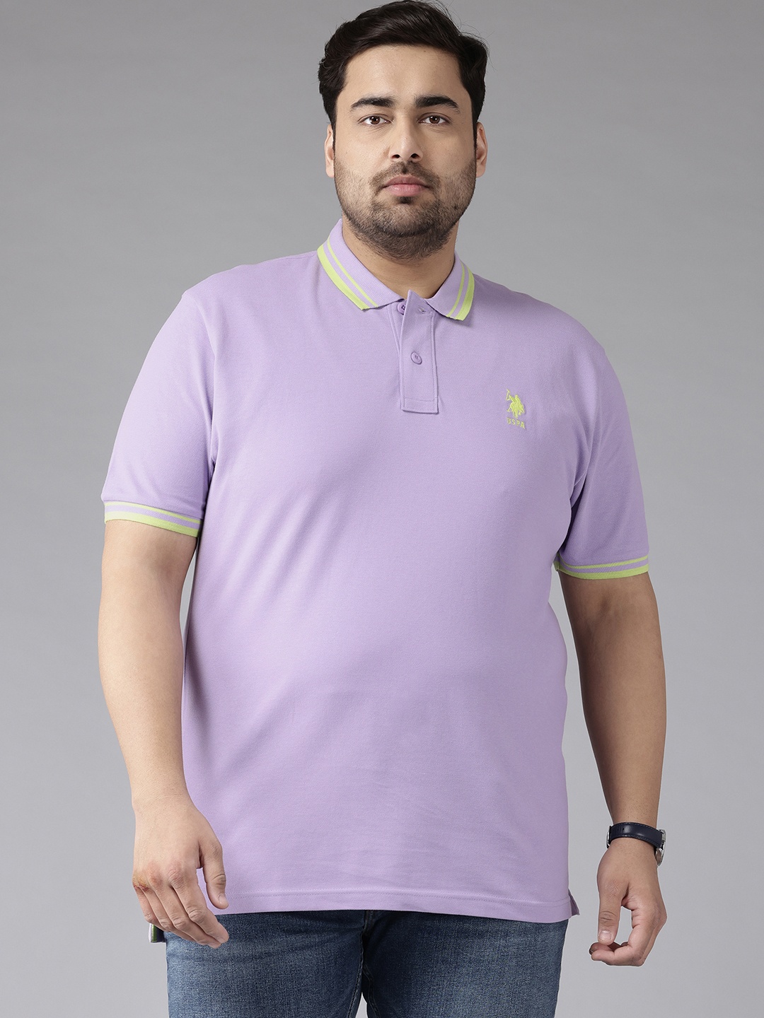 U.S. Polo Assn. Plus Size Pure Cotton Polo Tshirt, Lavender