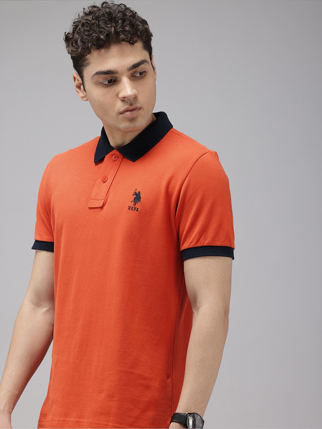 

U.S. Polo Assn. Pure Cotton Slim Fit Polo Collar T-shirt, Rust