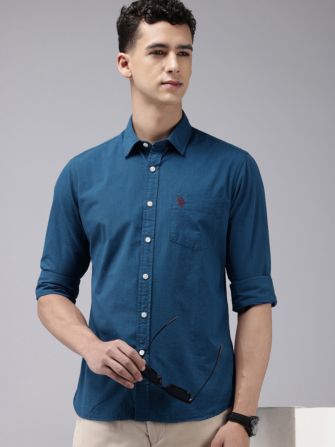 

U.S. Polo Assn. Pure Cotton Tailored Fit Casual Shirt, Teal