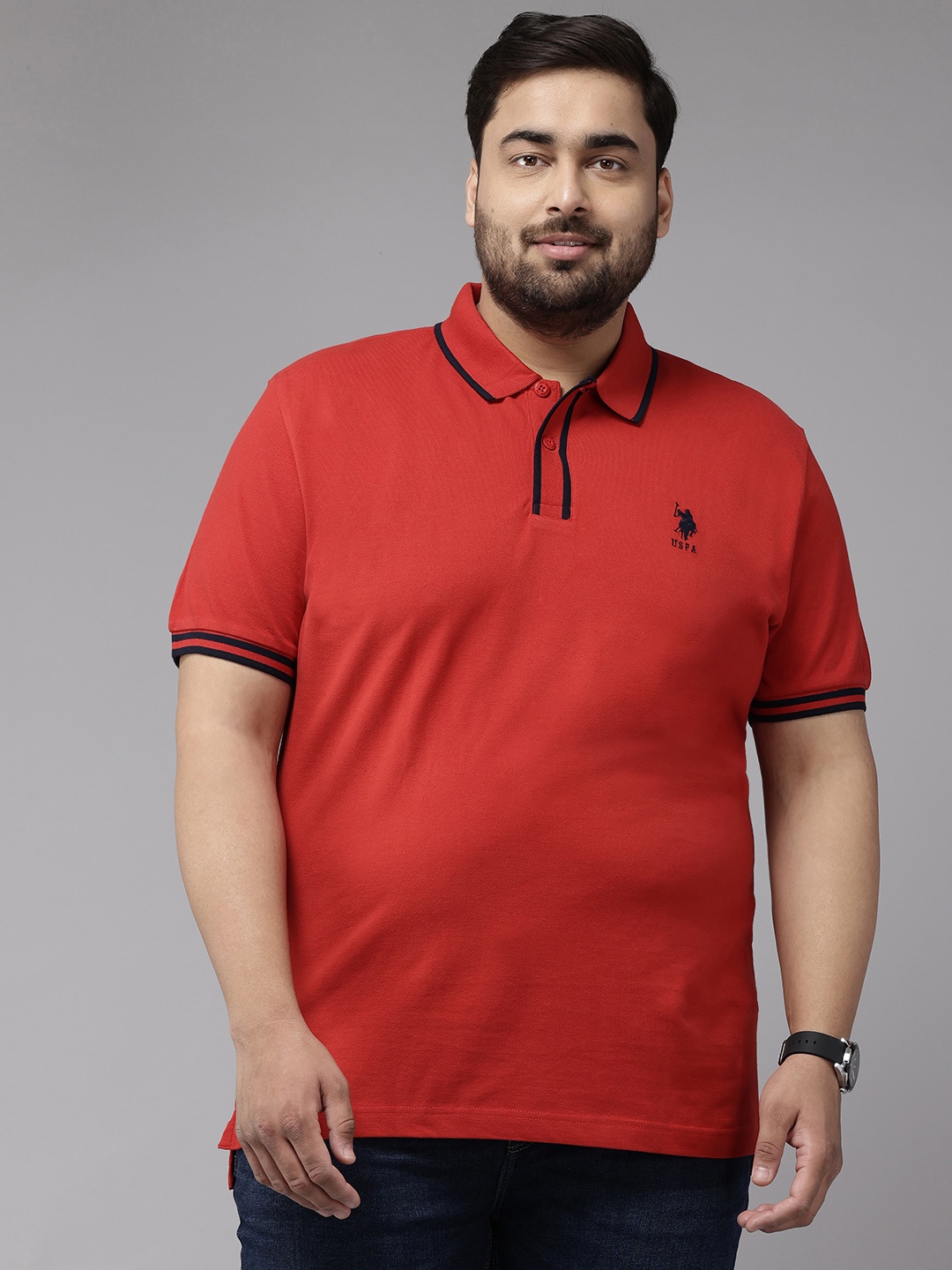 

U.S. Polo Assn. Plus-Size Polo Collar Pure Cotton Slim Fit T-shirt, Red