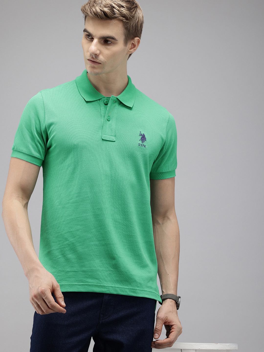 

U.S. Polo Assn. Polo Collar Pure Cotton Slim Fit T-shirt, Green