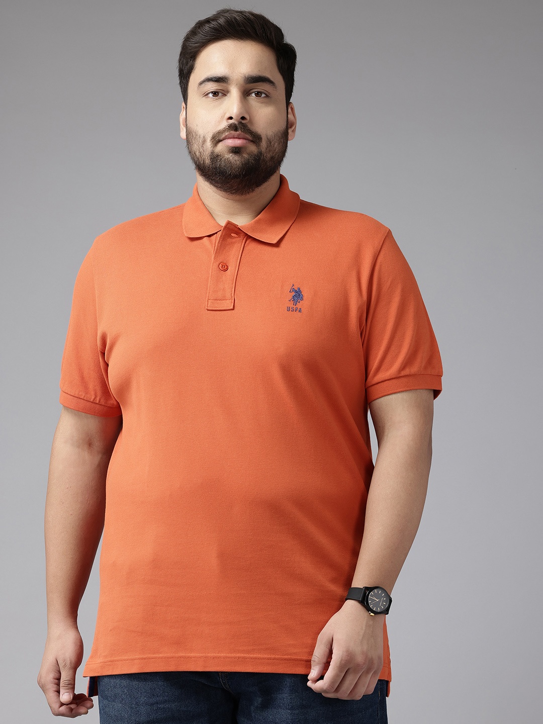 

U.S. Polo Assn. Polo Collar Pure Cotton T-shirt, Orange