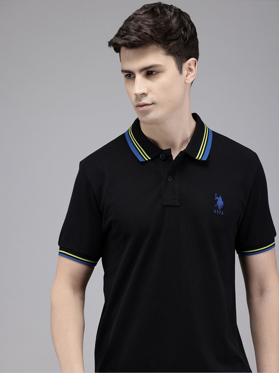 

U.S. Polo Assn. Pure Cotton Polo Collar Slim Fit T-shirt, Black