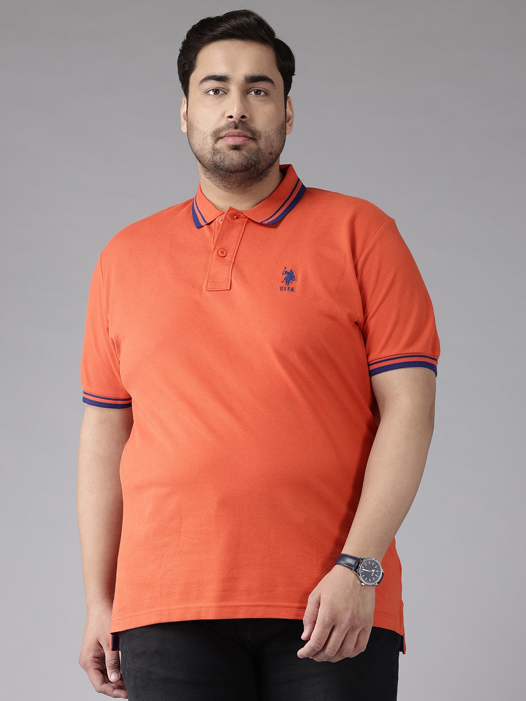 

U.S. Polo Assn. Plus Size Pure Cotton Polo Tshirt, Rust