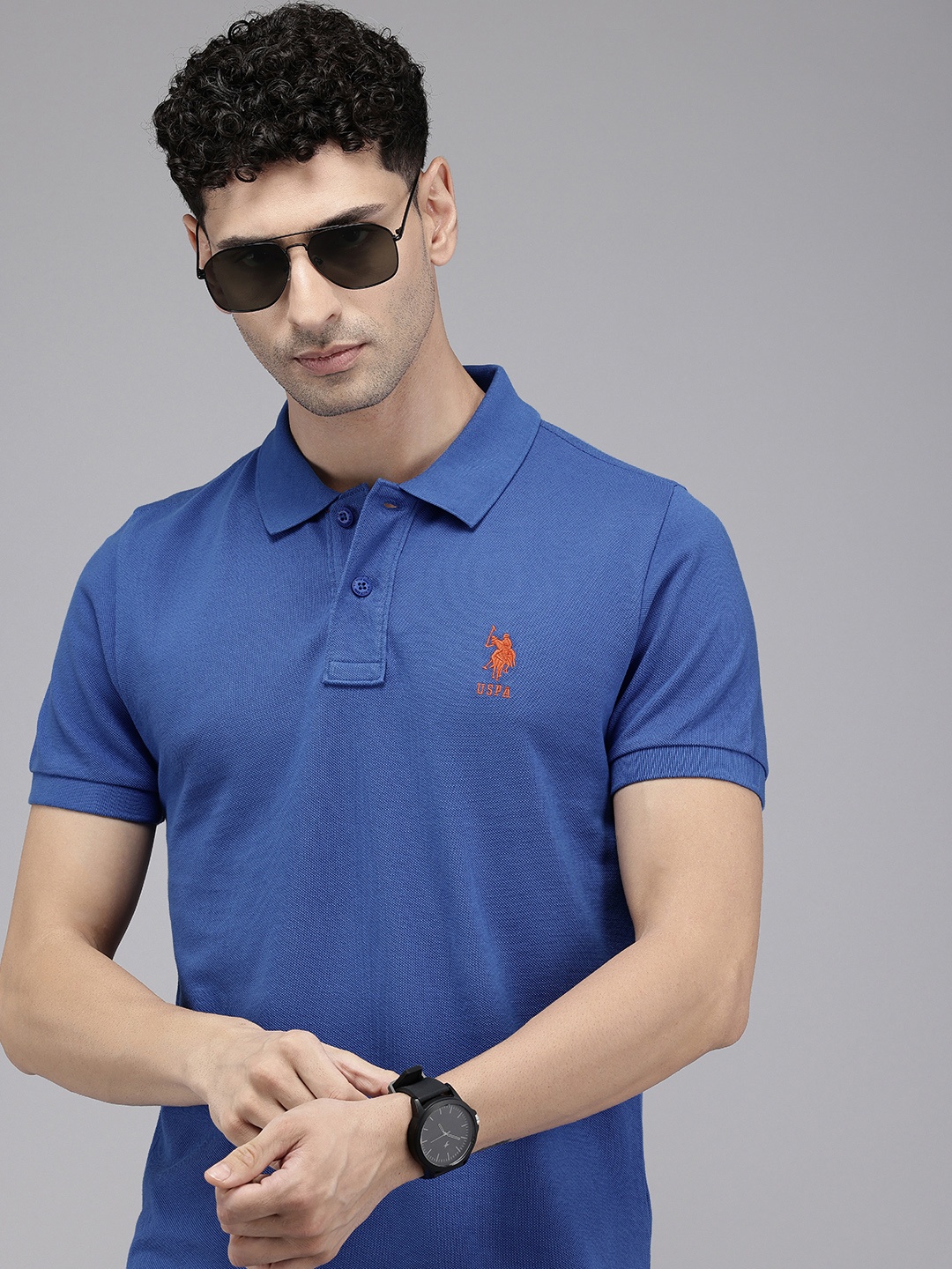 

U.S. Polo Assn. Pure Cotton Polo Collar Slim Fit T-shirt, Blue