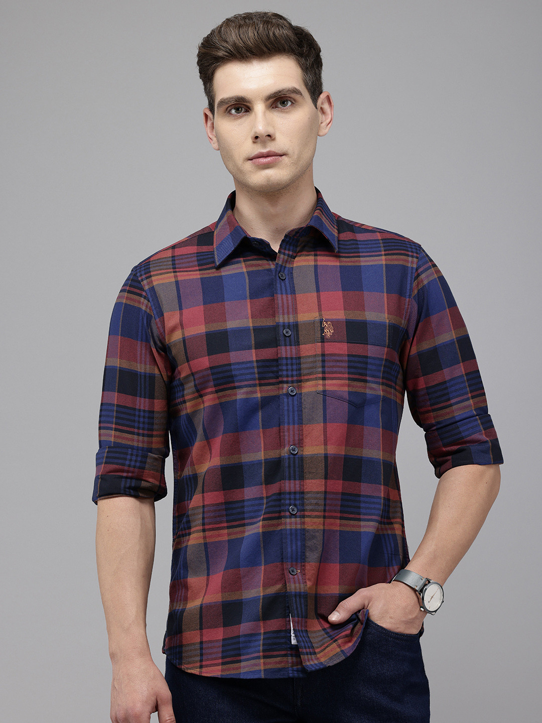 

U.S. Polo Assn. Pure Cotton Tailored Fit Checked Casual Shirt, Multi