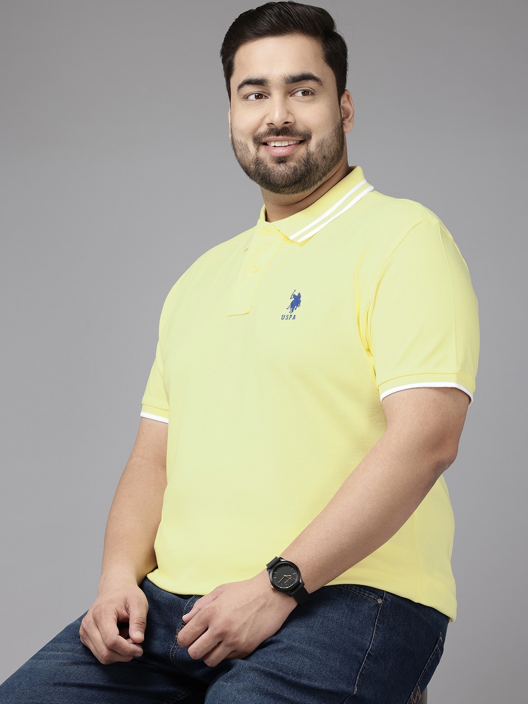 

U.S. Polo Assn. Plus Size Polo Collar Pure Cotton T-shirt, Yellow