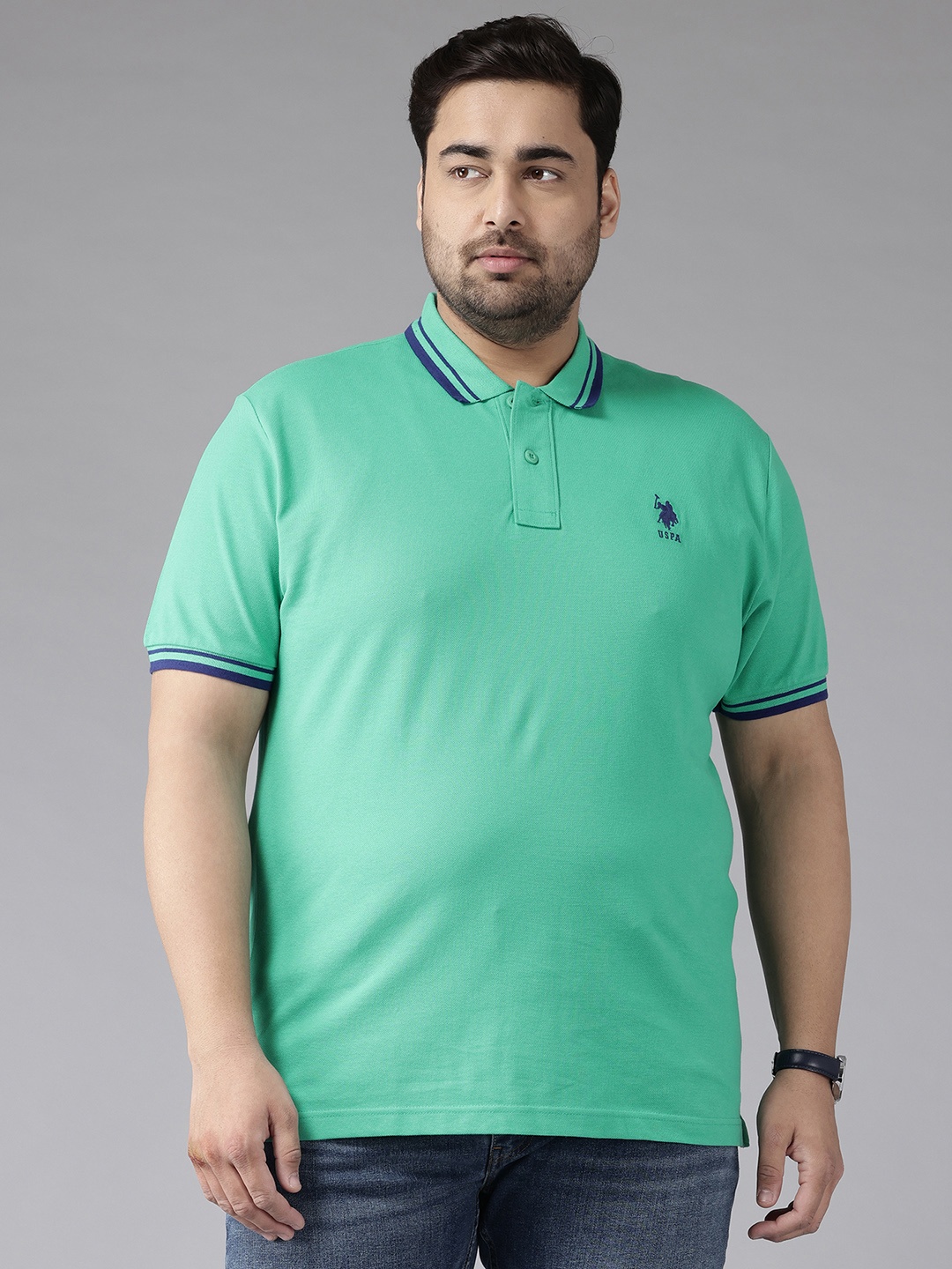 U.S. Polo Assn. Plus Size Pure Cotton Polo Tshirt, Green