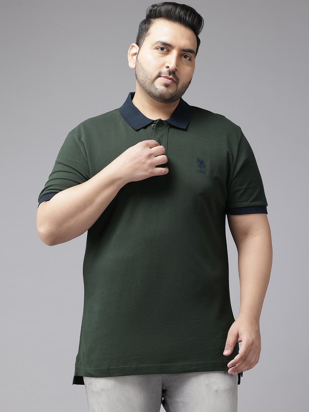 

U.S. Polo Assn. Plus Size Pure Cotton Polo Collar T-shirt, Olive