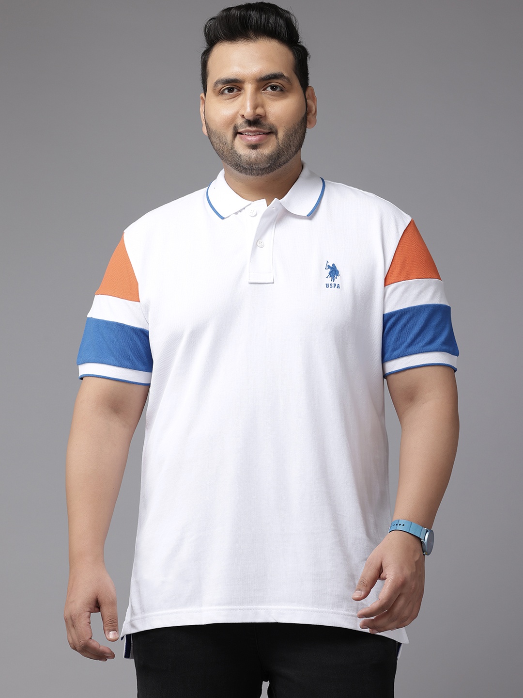 

U.S. Polo Assn. Plus Size Polo Collar Pure Cotton Slim Fit T-shirt, White