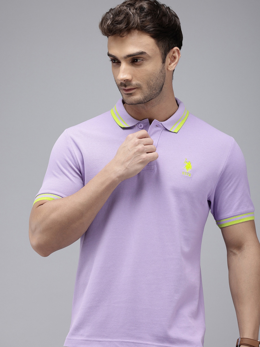 

U.S. Polo Assn. Polo Collar Pure Cotton Slim Fit T-shirt, Lavender