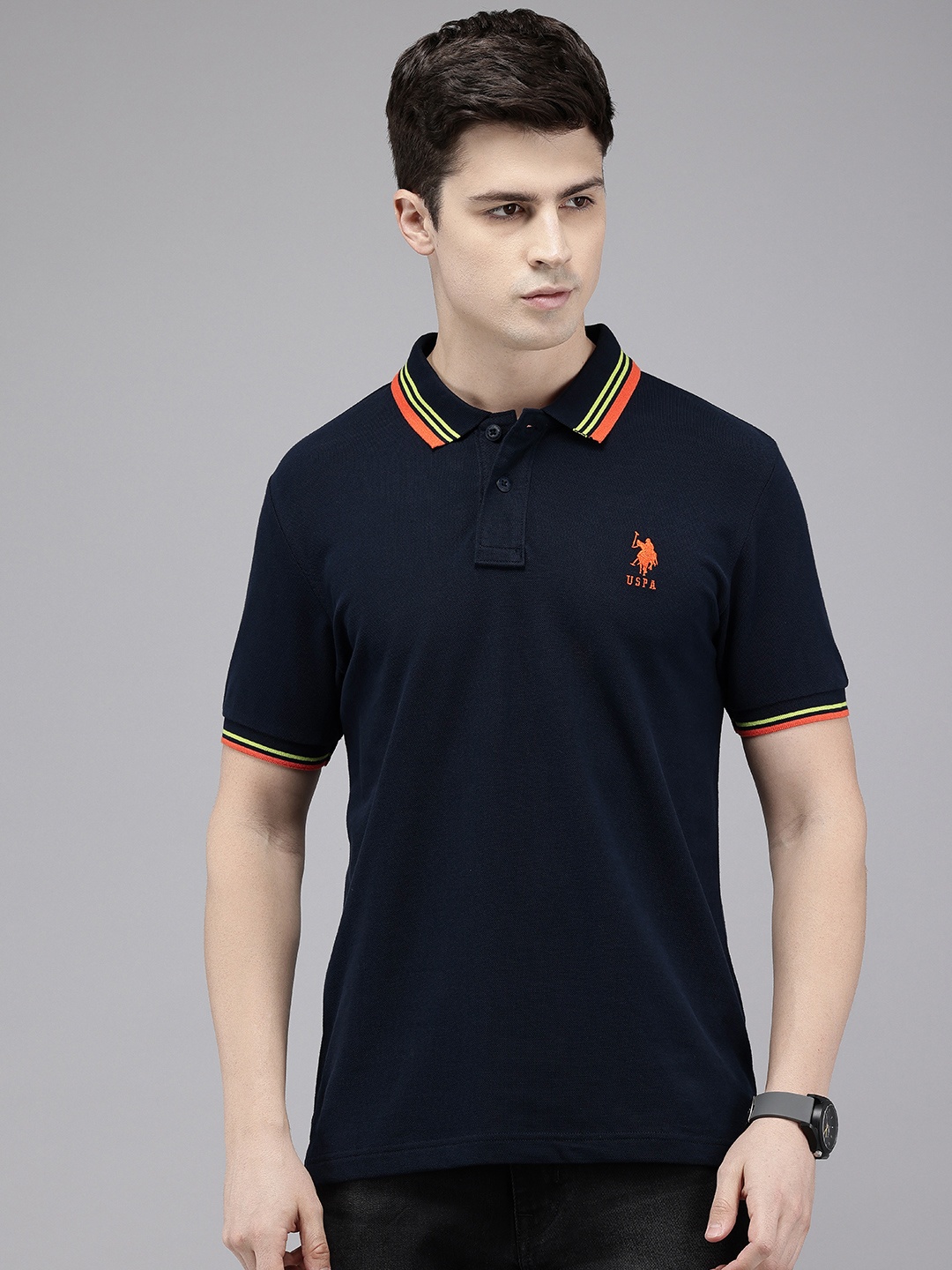 

U.S. Polo Assn. Pure Cotton Polo Collar Slim Fit T-shirt, Navy blue