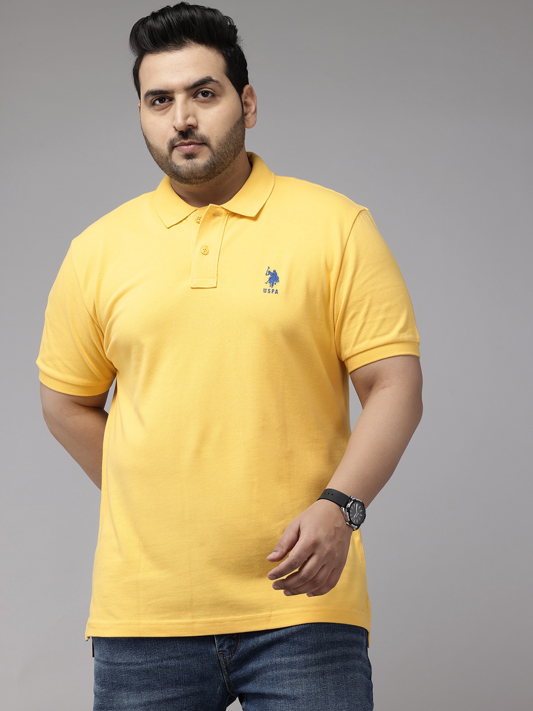 

U.S. Polo Assn. Plus Size Slim Fit Pure Cotton Polo Collar T-Shirt, Yellow