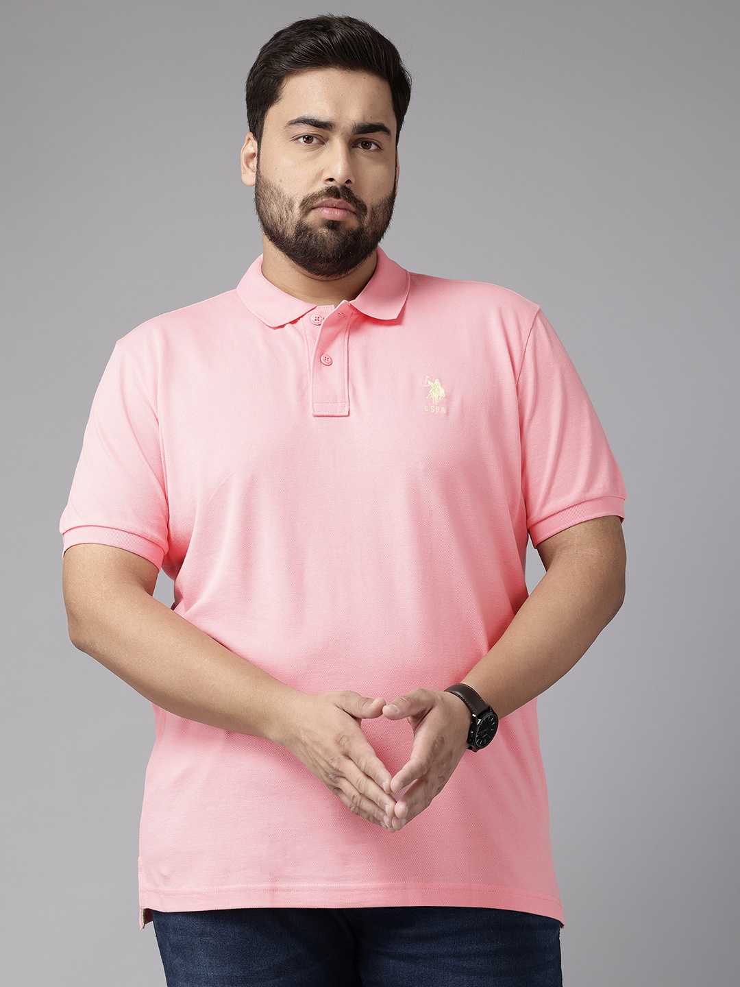 

U.S. Polo Assn. Plus Size Pure Cotton Slim Fit T-shirt, Pink