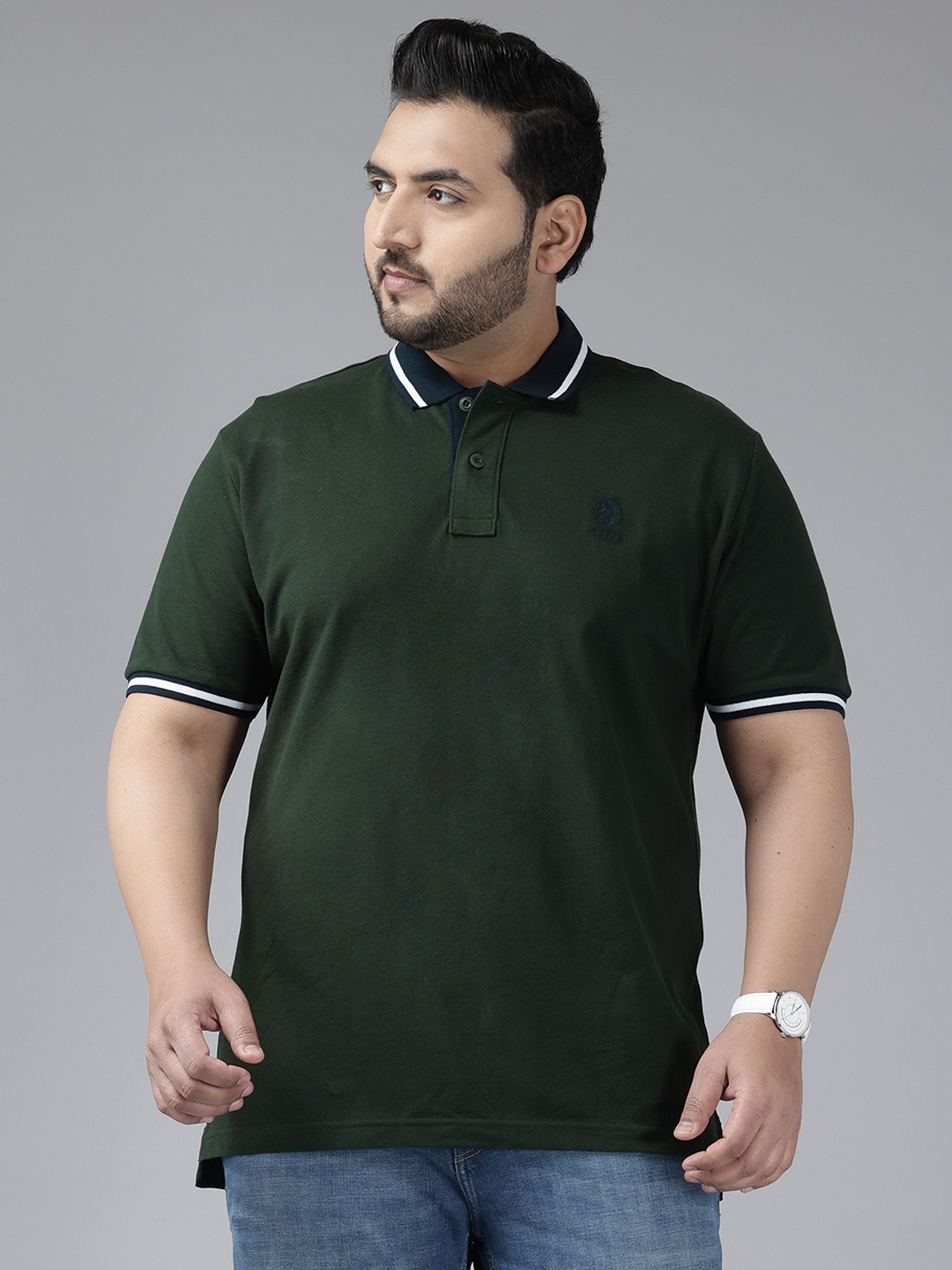 

U.S. Polo Assn. Plus Size Pure Cotton Polo T-shirt, Olive
