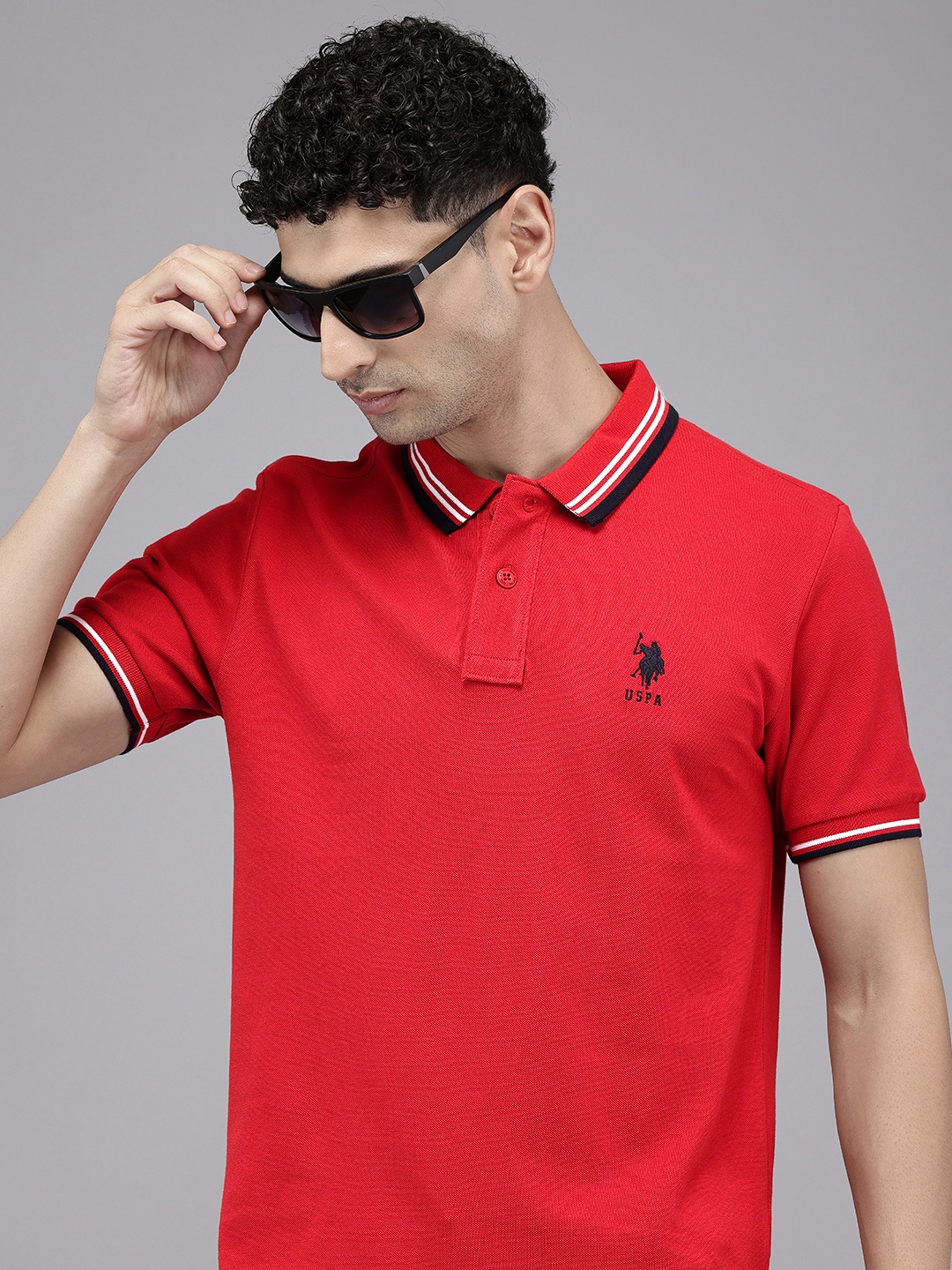 

U.S. Polo Assn. Pure Cotton Polo Collar Slim Fit T-shirt, Red