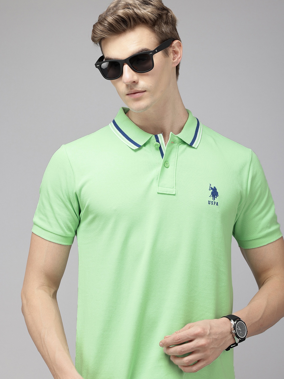 

U.S. Polo Assn. Polo Collar Pure Cotton Slim Fit T-shirt, Green