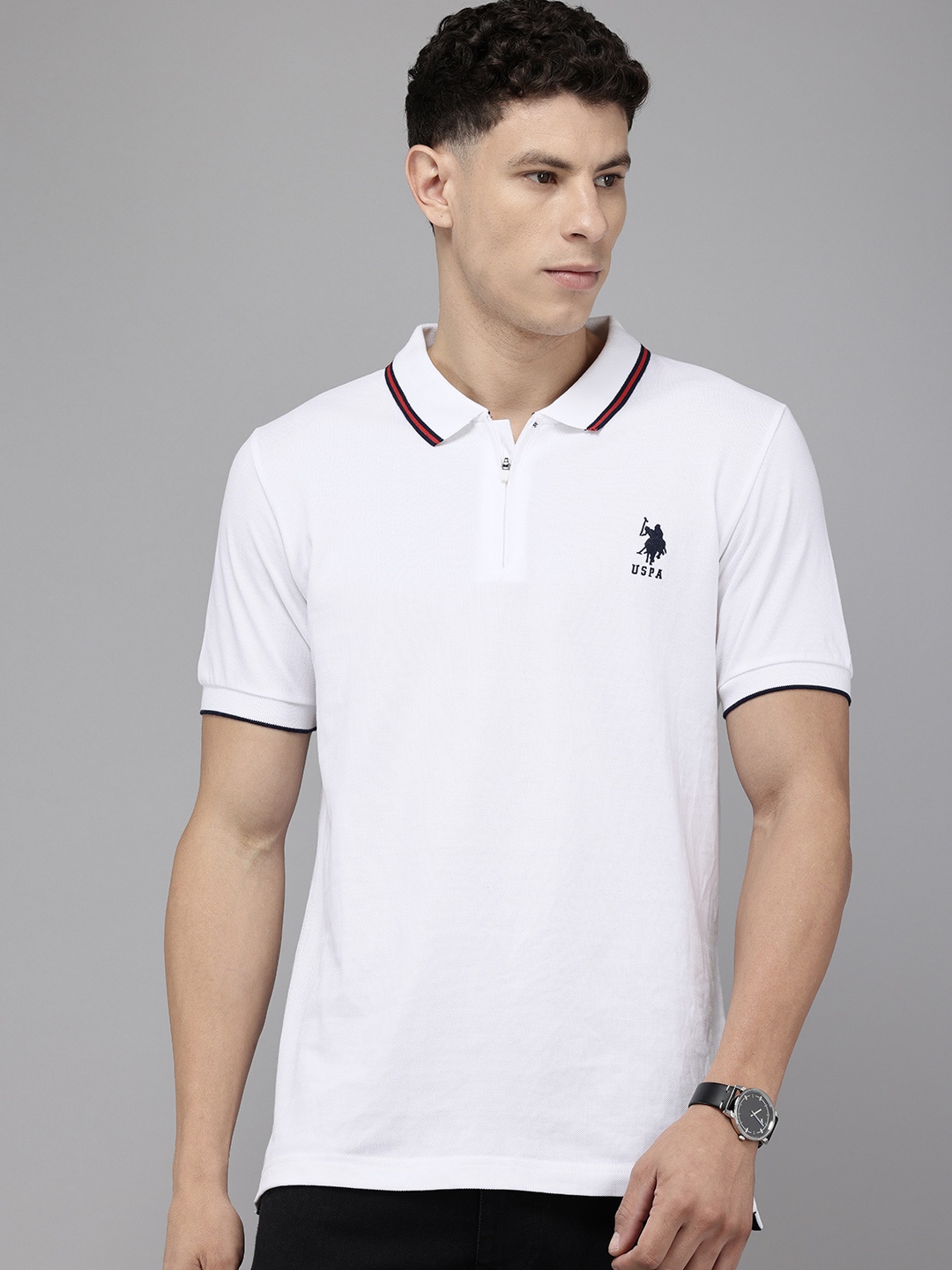 

U.S. Polo Assn. Polo Collar Pure Cotton Slim Fit T-shirt, White