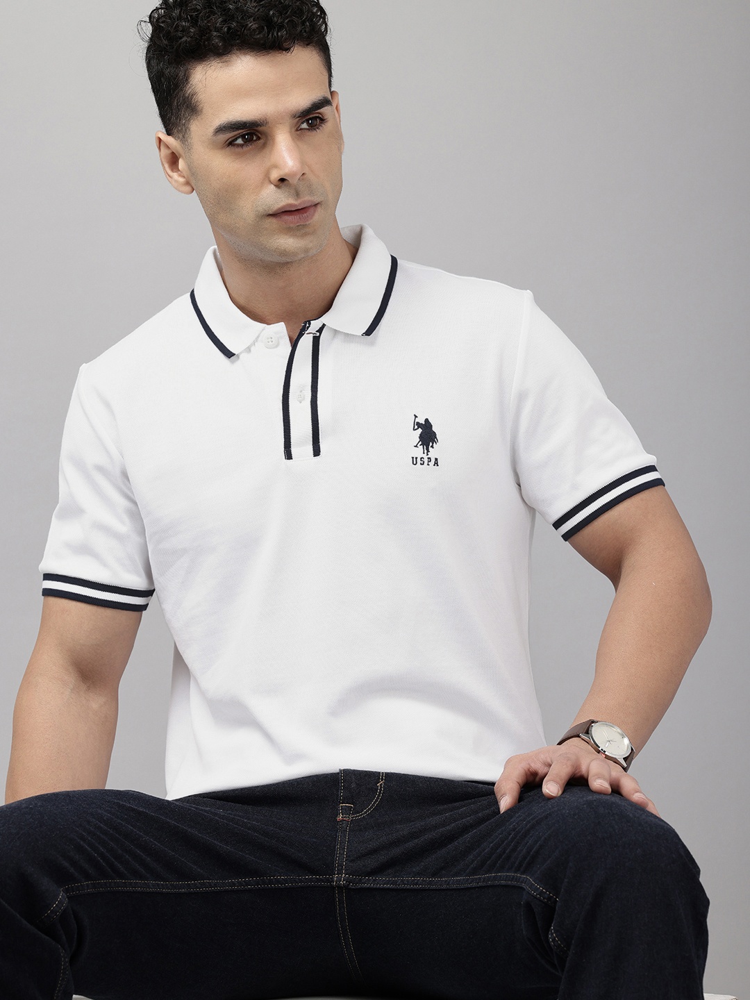 

U.S. Polo Assn. Pure Cotton Polo Collar Slim Fit T-shirt, White