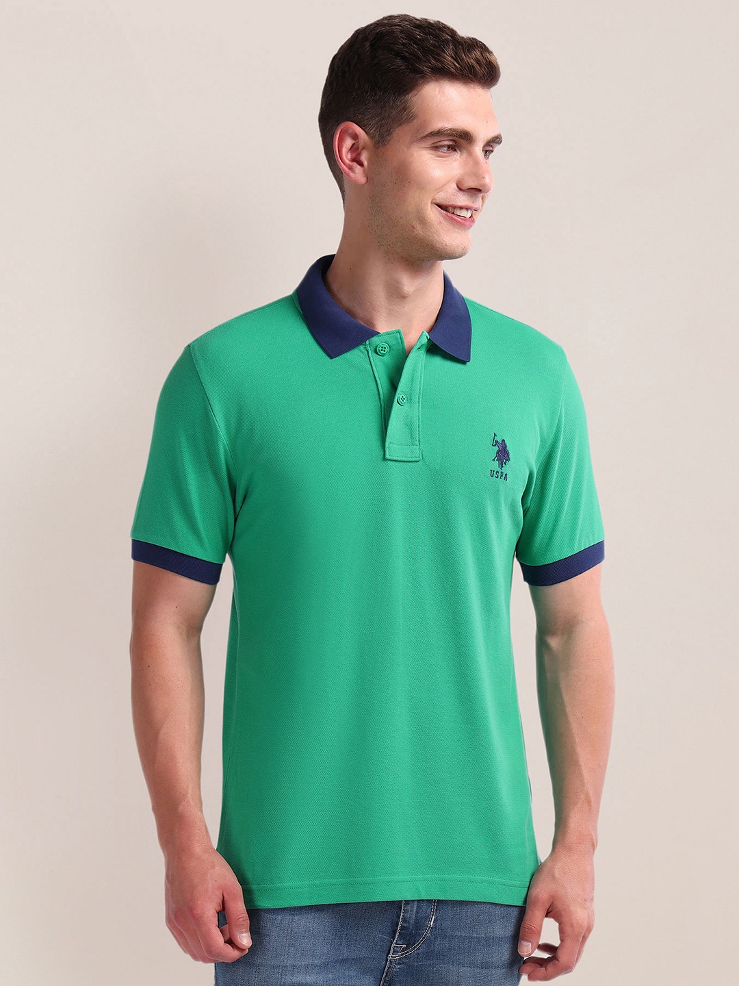 

U.S. Polo Assn. Polo Collar Pure Cotton Slim Fit T-shirt, Green