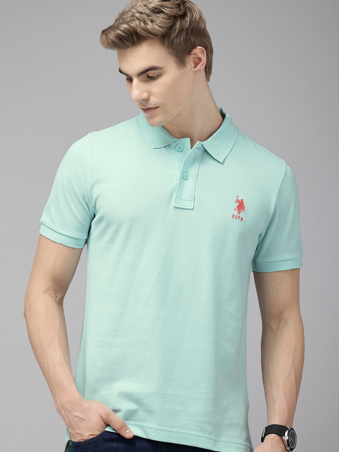 

U.S. Polo Assn. Polo Collar Pure Cotton Slim Fit T-shirt, Blue