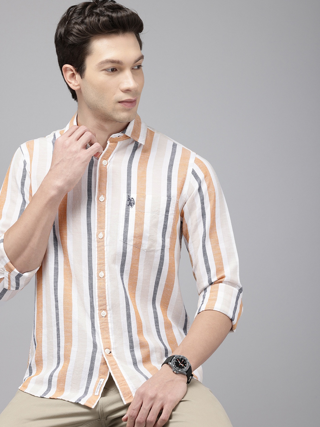 

U.S. Polo Assn. Tailored Fit Striped Casual Shirt, White