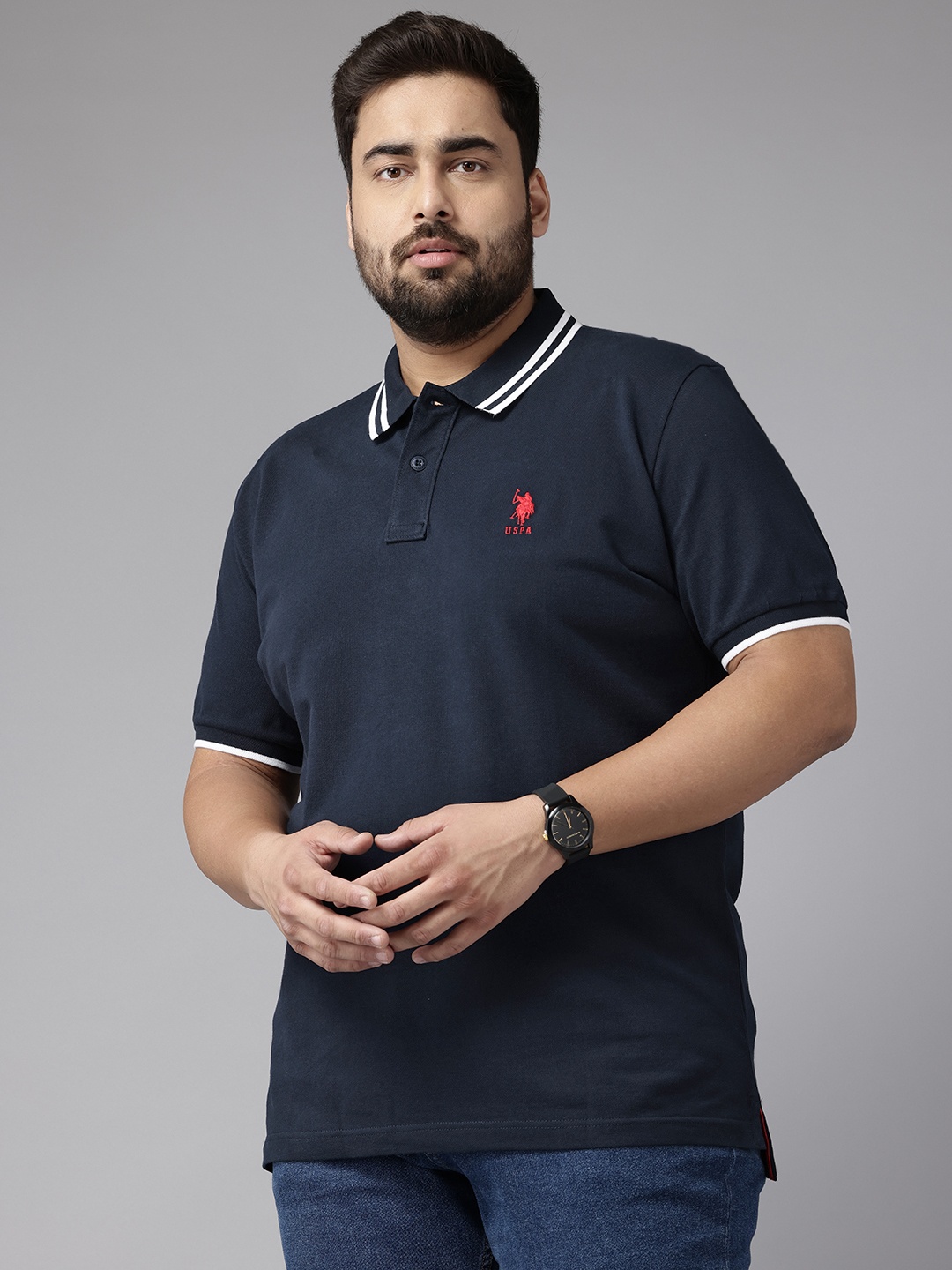 

U.S. Polo Assn. Plus Size Pure Cotton T-shirt, Navy blue