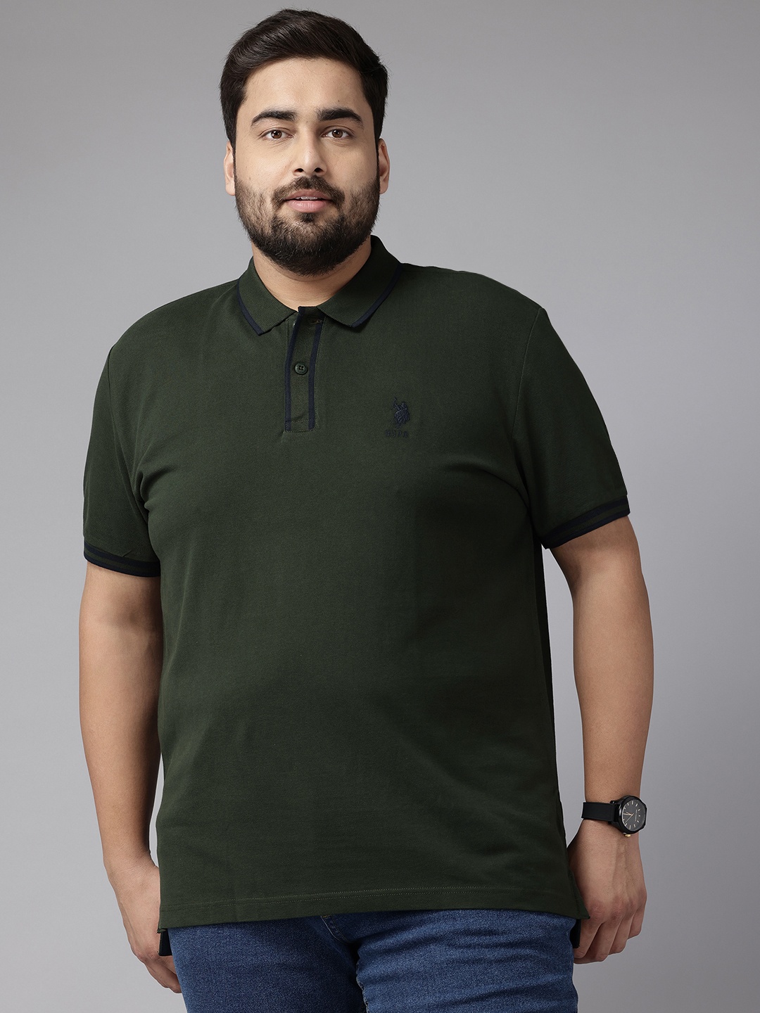 

U.S. Polo Assn. Plus Size Pure Cotton T-shirt, Olive