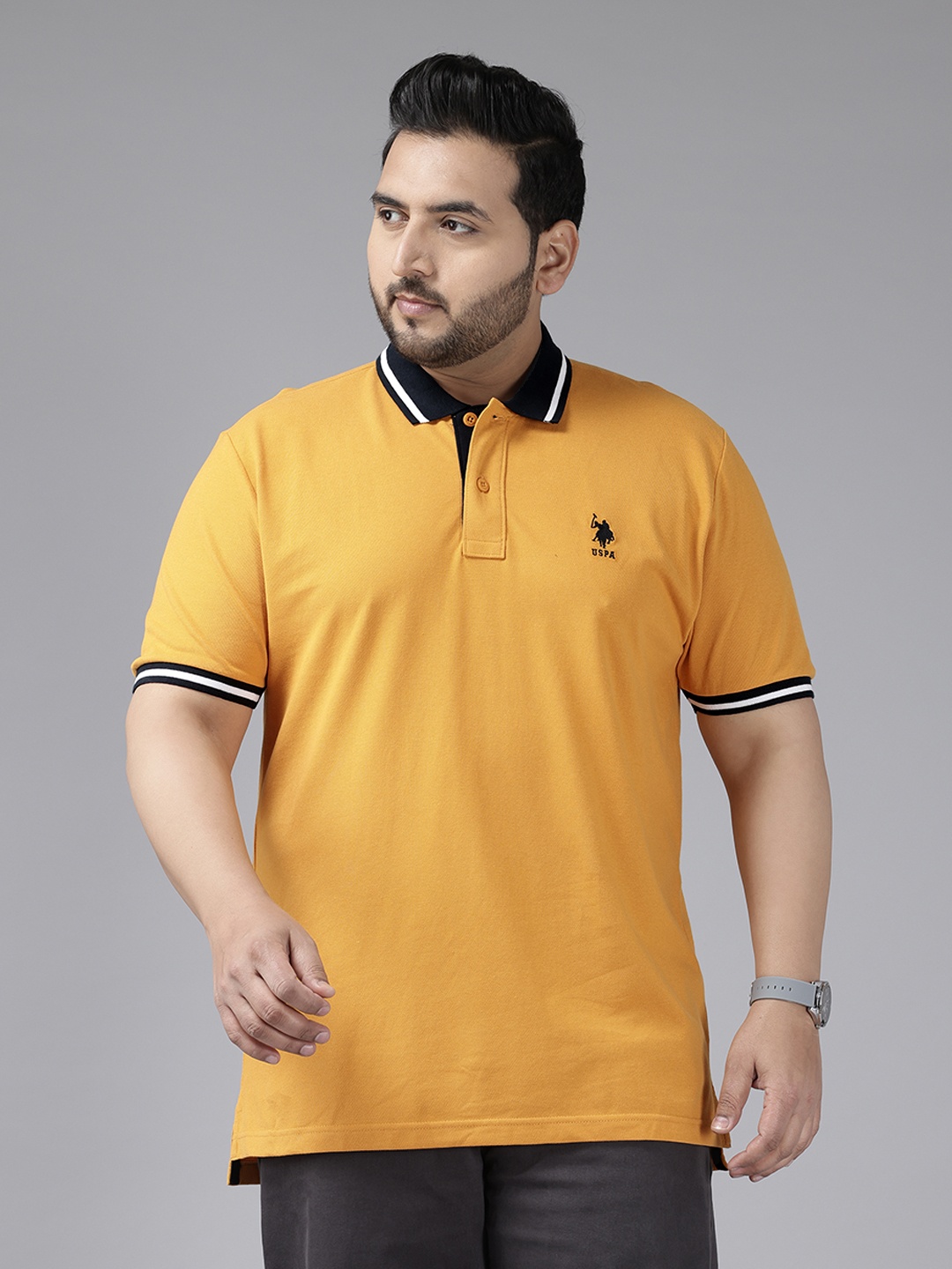 

U.S. Polo Assn. Plus Size Pure Cotton Polo T-shirt, Mustard