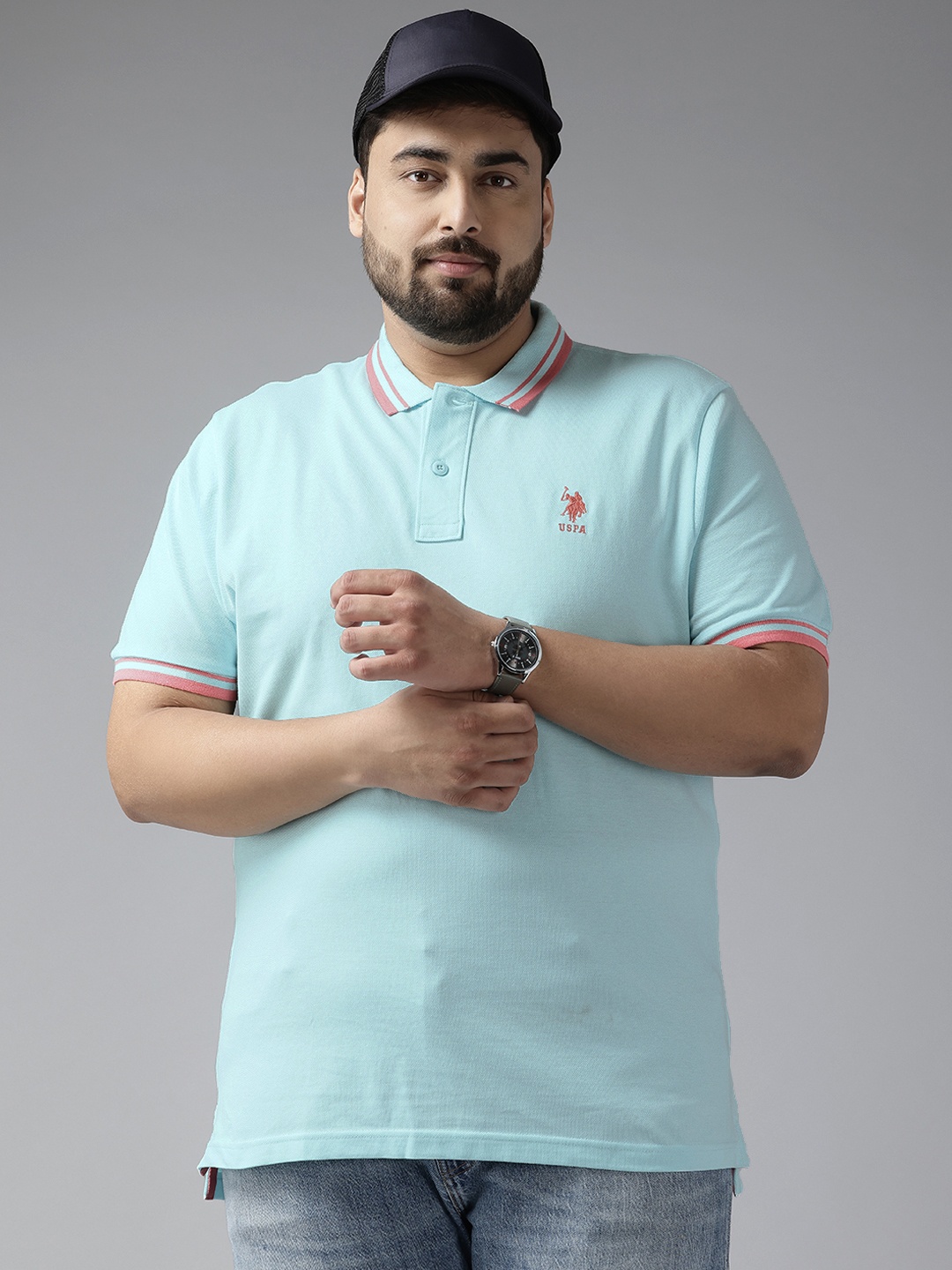 

U.S. Polo Assn. Plus Size Pure Cotton Slim Fit T-shirt, Blue